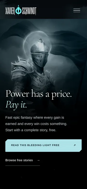 The same author site on a phone